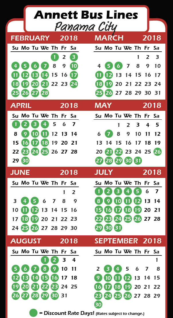 Panama City Calendar Bus Lines